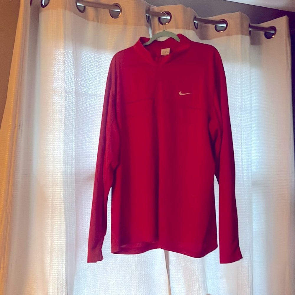 3XLT Red 1/4 Zip Long Sleeved Pullover